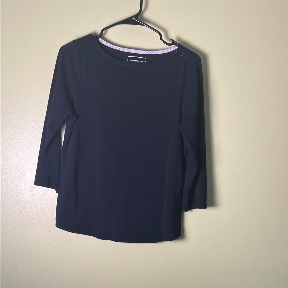 Charter Club Black Long Sleeve Top 100% cotton shirt